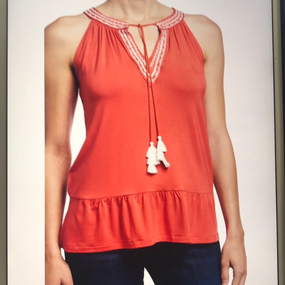 Neiman Marcus Halter-Neck Keyhole Blouse